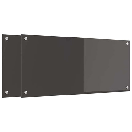 Köksskydd 2 pcs Mörkgrå 90 x 40 cm härdat glas