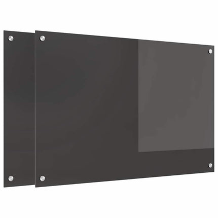 Köksskydd 2 pcs Mörkgrå 90 x 60 cm härdat glas