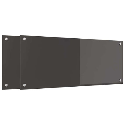Köksskydd 2 st Mörkgrå 100 x 40 cm härdat glas