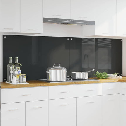 Köksskydd 2 pcs Mörkgrå 100 x 60 cm härdat glas