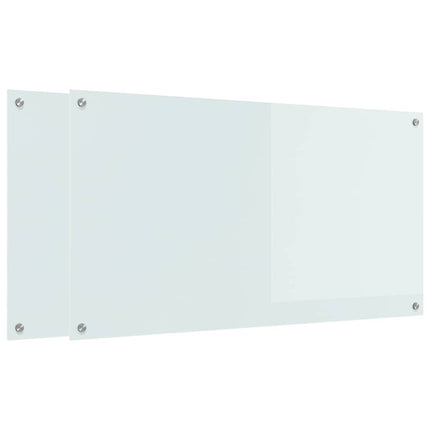 Köksskydd 2 pcs Vit 110 x 60 cm härdat glas