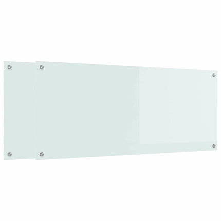 Köksskydd 2 pcs Vit 120 x 50 cm härdat glas