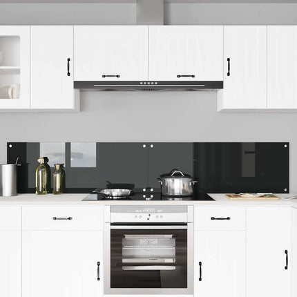 Köksskydd 2 pcs Svart 110 x 40 cm härdat glas