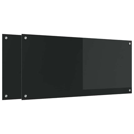 Köksskydd 2 pcs Svart 110 x 50 cm härdat glas