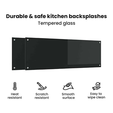 Köksskydd 2 pcs Svart 120 x 40 cm härdat glas