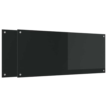 Köksskydd 2 pcs Svart 120 x 50 cm härdat glas