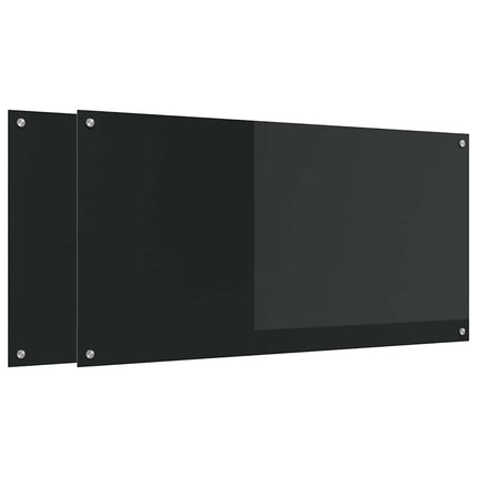Köksskydd 2 pcs Svart 120 x 60 cm härdat glas