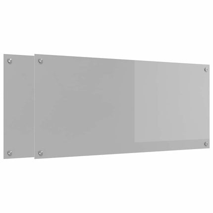 Köksskydd 2 st Ljusgrå 110 x 50 cm härdat glas
