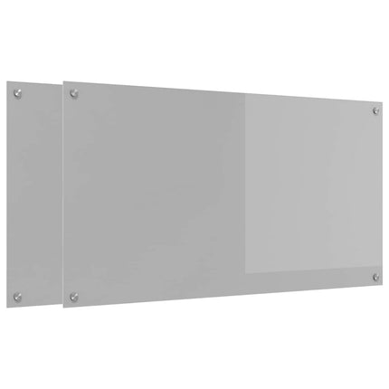 Köksskydd 2 pcs Ljusgrå 110 x 60 cm härdat glas