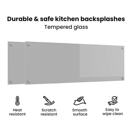 Köksskydd 2 pcs Ljusgrå 120 x 40 cm härdat glas