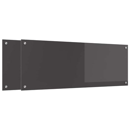 Köksskydd 2 pcs Mörkgrå 110 x 40 cm härdat glas