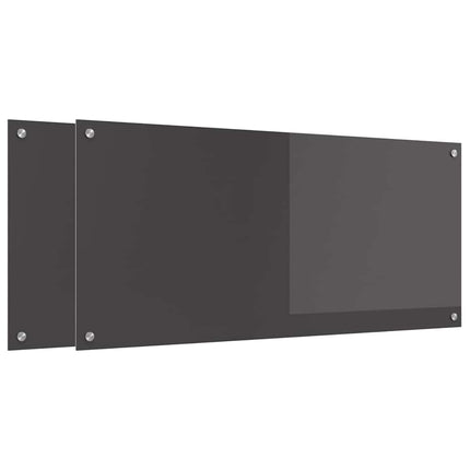 Köksskydd 2 st Mörkgrå 110 x 50 cm härdat glas