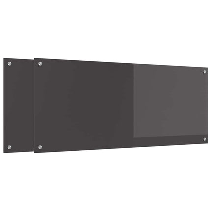 Köksskydd 2 pcs Mörkgrå 120 x 50 cm härdat glas