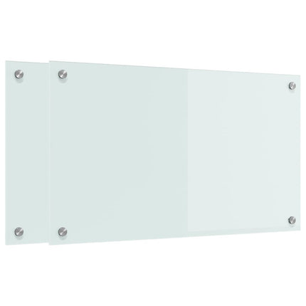 Köksskydd 2 st Vit 70 x 40 cm härdat glas