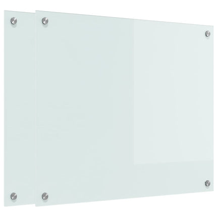Köksskydd 2 st Vit 70 x 60 cm härdat glas