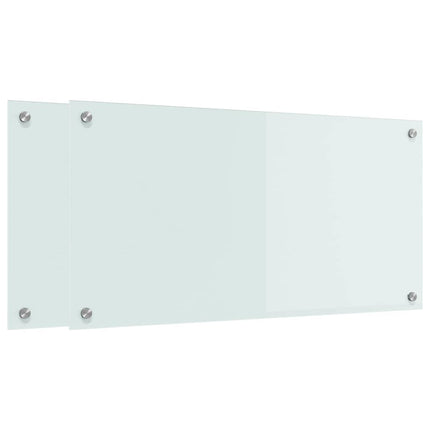 Köksskydd 2 pcs Vit 80 x 40 cm härdat glas
