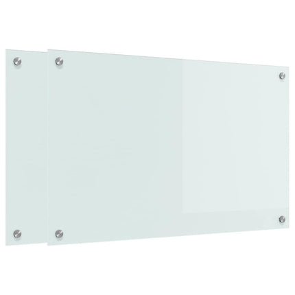 Köksskydd 2 st Vit 80 x 50 cm härdat glas