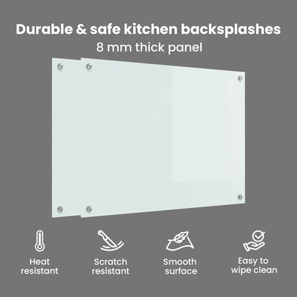 Köksskydd 2 st Vit 80 x 60 cm härdat glas