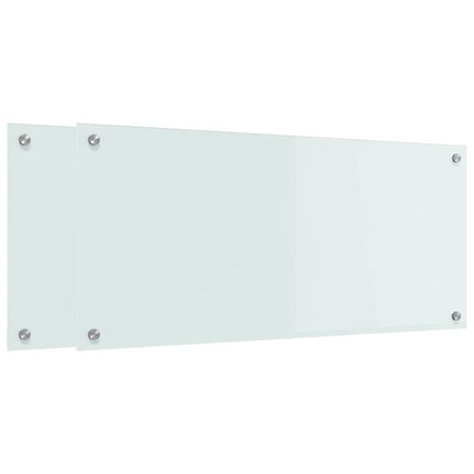 Köksskydd 2 pcs Vit 90 x 40 cm härdat glas