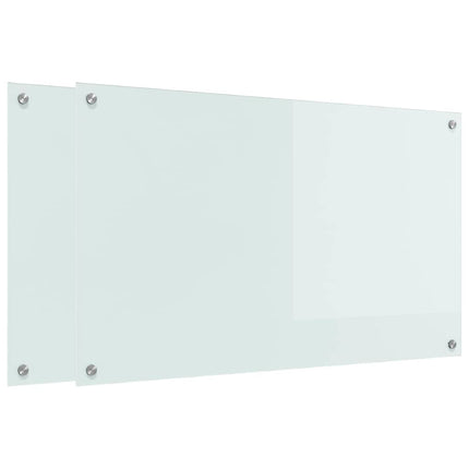 Köksskydd 2 st Vit 100 x 60 cm härdat glas