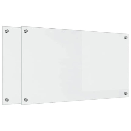 Köksskydd 2 st Transparent 90 x 50 cm härdat glas