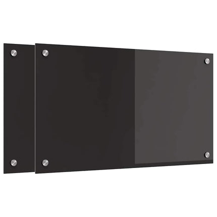 Köksskydd 2 st Svart 70 x 40 cm härdat glas
