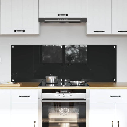 Köksskydd 2 pcs Svart 70 x 50 cm härdat glas