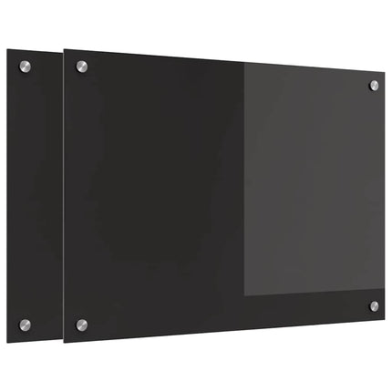 Köksskydd 2 st Svart 70 x 50 cm härdat glas