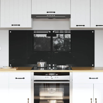 Köksskydd 2 pcs Svart 70 x 60 cm härdat glas
