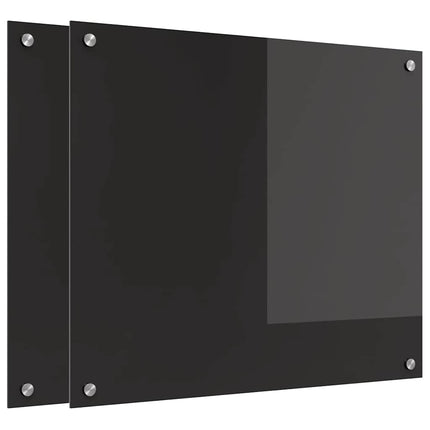 Köksskydd 2 pcs Svart 70 x 60 cm härdat glas