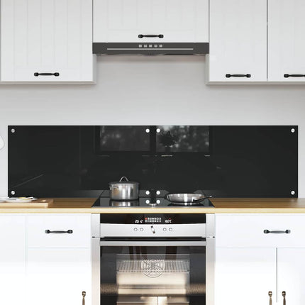 Köksskydd 2 pcs Svart 80 x 40 cm härdat glas