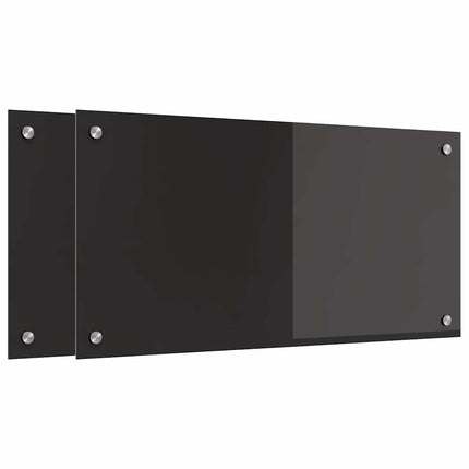 Köksskydd 2 st Svart 80 x 40 cm härdat glas