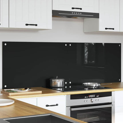 Köksskydd 2 pcs Svart 80 x 50 cm härdat glas