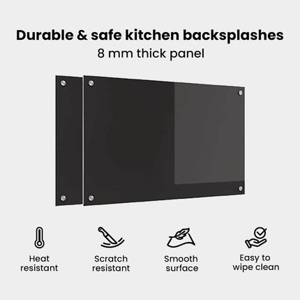 Köksskydd 2 st Svart 80 x 50 cm härdat glas