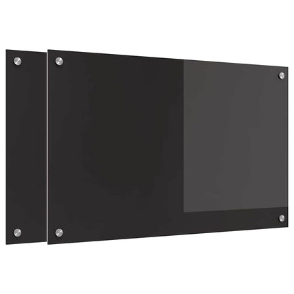 Köksskydd 2 st Svart 80 x 50 cm härdat glas