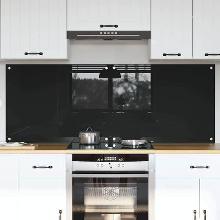 Köksskydd 2 pcs Svart 80 x 60 cm härdat glas