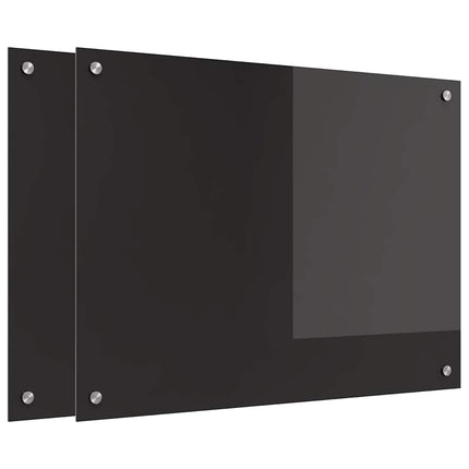 Köksskydd 2 pcs Svart 80 x 60 cm härdat glas