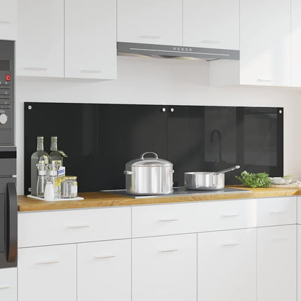 Köksskydd 2 pcs Svart 90 x 50 cm härdat glas