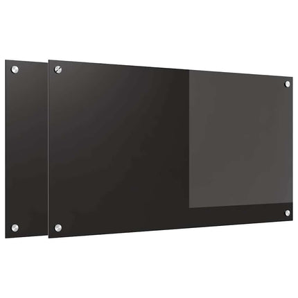 Köksskydd 2 pcs Svart 90 x 50 cm härdat glas