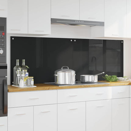 Köksskydd 2 pcs Svart 90 x 60 cm härdat glas