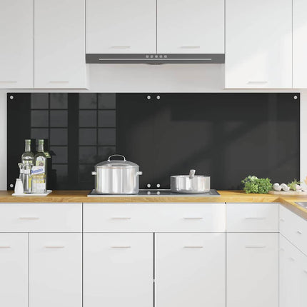 Köksskydd 2 pcs Svart 90 x 60 cm härdat glas