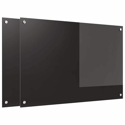 Köksskydd 2 pcs Svart 90 x 60 cm härdat glas