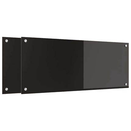 Köksskydd 2 st Svart 100 x 40 cm härdat glas