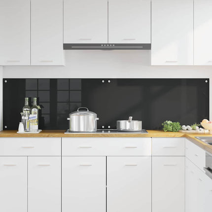Köksskydd 2 pcs Svart 100 x 50 cm härdat glas