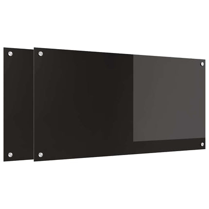 Köksskydd 2 pcs Svart 100 x 50 cm härdat glas