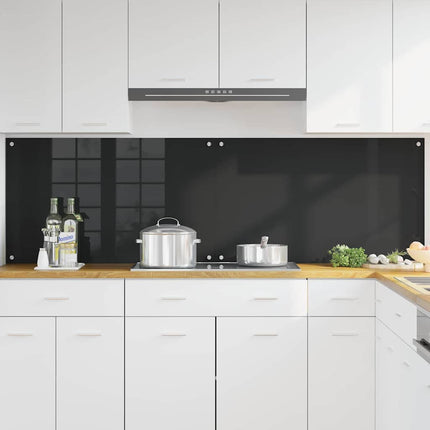 Köksskydd 2 pcs Svart 100 x 60 cm härdat glas