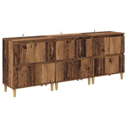 Skåp 3 pcs Gammalt trä 60 x 35 x 70 cm Konstruerat trä