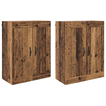 Väggmonterat skåp 2 pcs Gammalt trä 69,5 x 34 x 90 cm