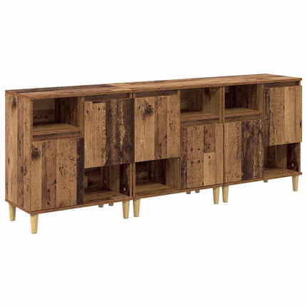 Skåp 3 pcs Gammalt trä 60 x 35 x 70 cm Konstruerat trä