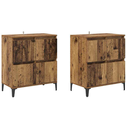Skåp 2 pcs Gammalt trä 60 x 35 x 70 cm Konstruerat trä
